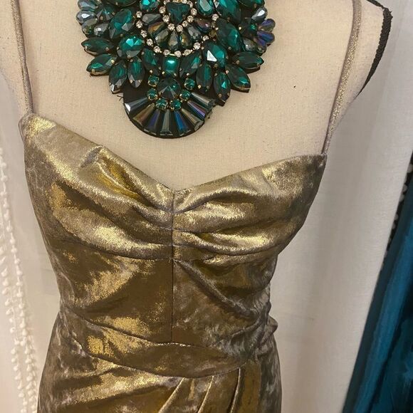 Zara Basic golden chameleon velour dress, M - Picture 3 of 9